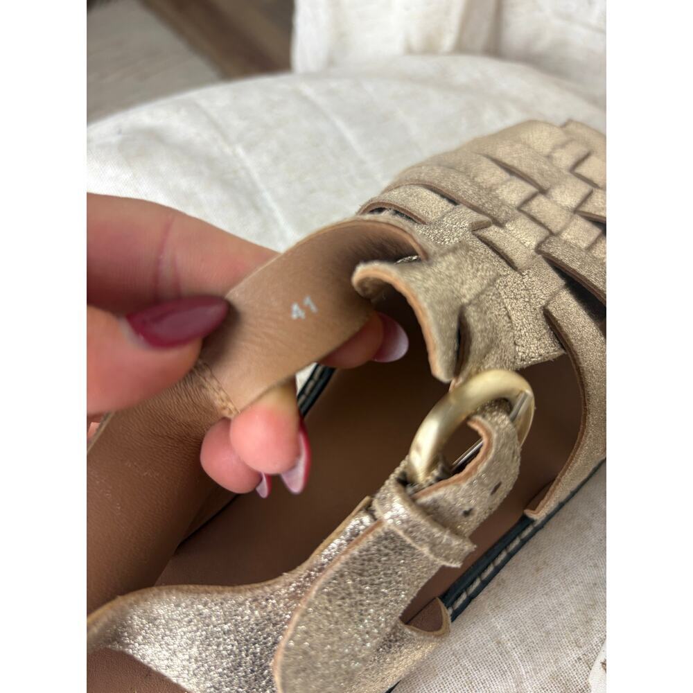 Anthropologie Fisherman Sport Sandals Metallic Gold Leather Sz. 41 *runs small* - Picture 9 of 11